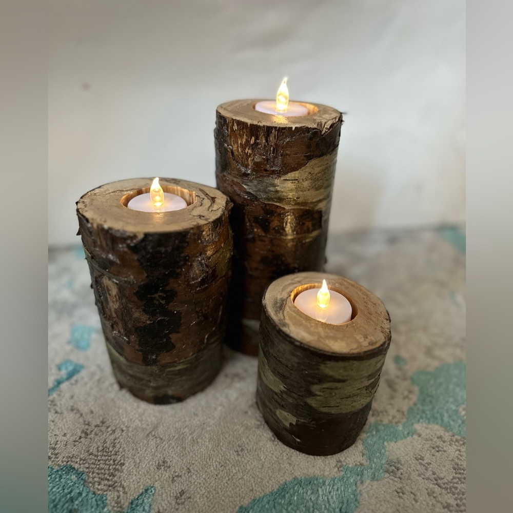 COPY - Handmade birch tree candles LED tea lights